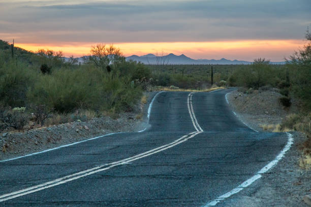 istock Desert highway at dusk in Arizona 2194069088