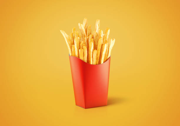 French Fries Box fastfood potato.