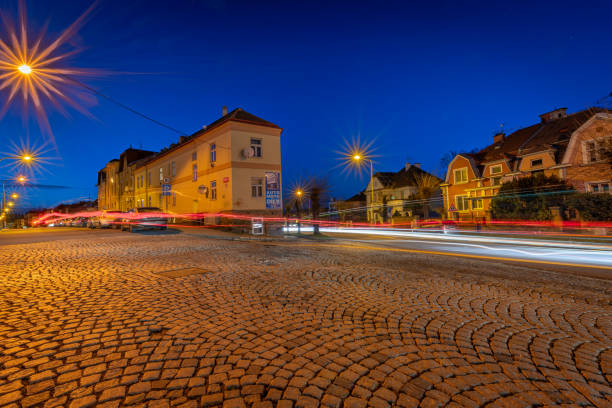 Nice color night in cold winter in town Znojmo CZ 12 21 2024