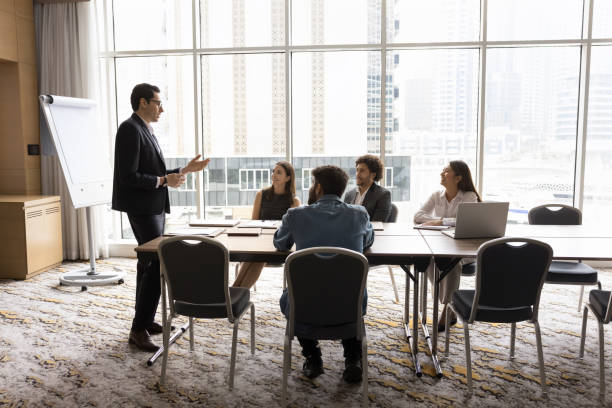 istock Arabian male executive manager hold meeting in modern boardroom 2194079151