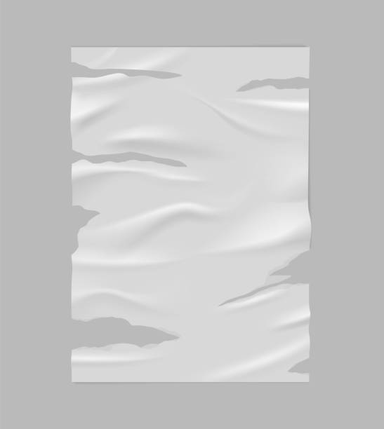 istock Vector illustration of paper torn and crumpled white blank sheet on gray background. 2194080632