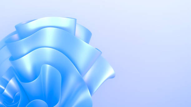 istock 3D render of blue modern elegant abstract background with layered ribbon folds in light soft blue colors. Smooth organic wavy curves. Macro closeup of layered folded cloth. Surreal flower sculpture. 2194084773