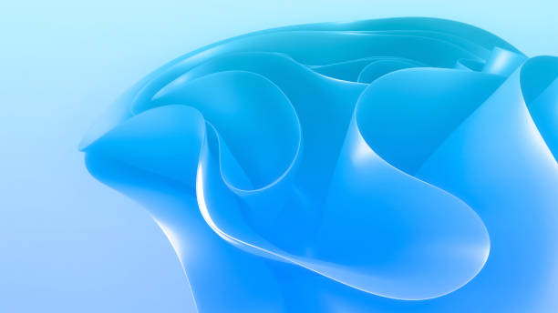 istock 3D render of blue modern elegant abstract background with layered ribbon folds in light soft blue colors. Smooth organic wavy curves. Macro closeup of layered folded cloth. Surreal flower sculpture. 2194084823