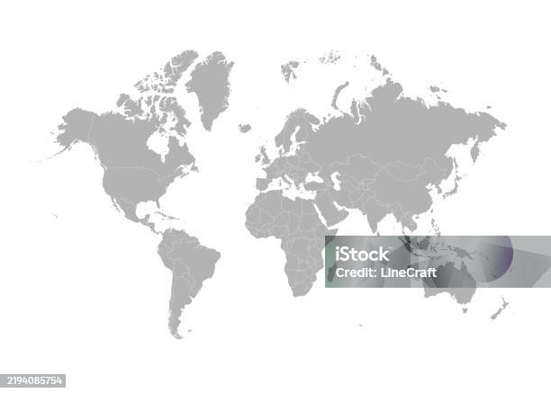 Stock Map Border Very Detailed High Quality World Map With State Borders Isolated On ...