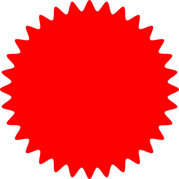 istock Starburst red sticker set - collection of special offer sale oval and round shaped sunburst labels and badges. Promo stickers with star edges. Vector. 2194087302