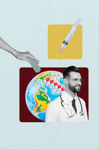 istock Creative artwork template collage of man doctor global vaccination illness prevention wellbeing healthy concept weird freak bizarre unusual 2194089927