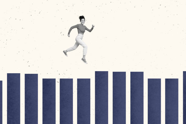 istock Creative collage picture young running girl forward direction reach goal persistence self development drawing background 2194090144