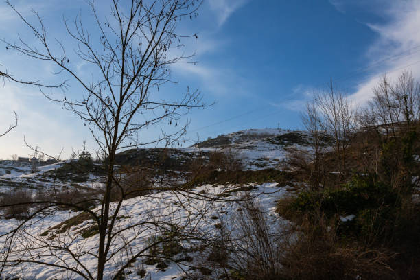 Digital oil painting of a sunrise temperature inversion at The Roaches during winter in the Peak District National Park.