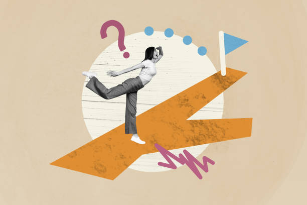 istock Photo collage illustration young girl try find way path look question mark ask where destination flag dilemma drawing background 2194094167