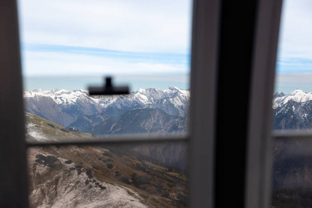 Railway with magnificent Mountain Zugspitze in the background, Ehrwald, Germany