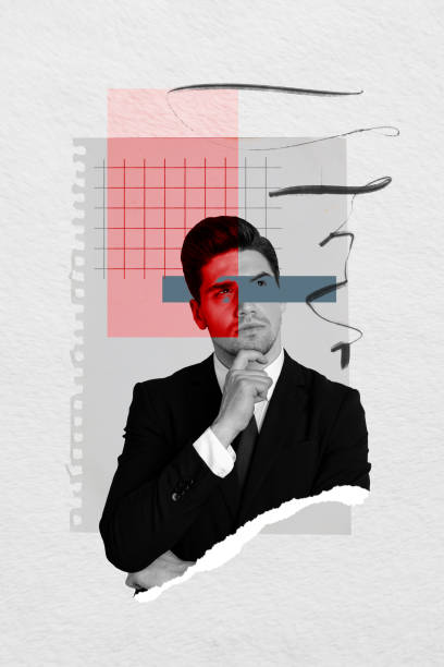istock Vertical composite photo collage of intelligent serious man analyze business problems think strategy isolated on creative background 2194097864