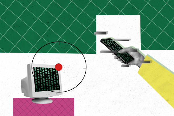 istock Creative retro 3d magazine collage image of person arm have hackers blocked devices isolated white green background 2194099324