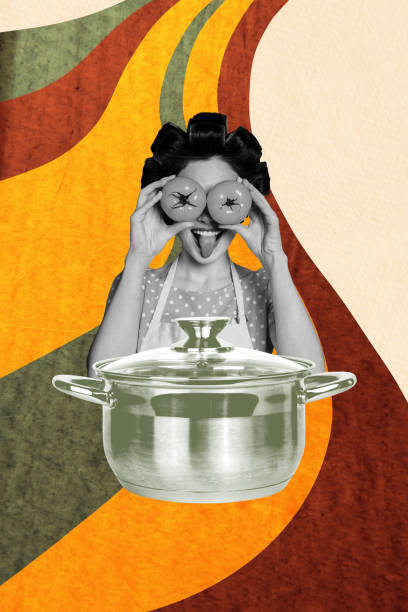 istock Trend artwork composite banner 3D collage of calories organic chef kitchen feeding cooking pot young woman hand hold tomato eyes foolish 2194100186