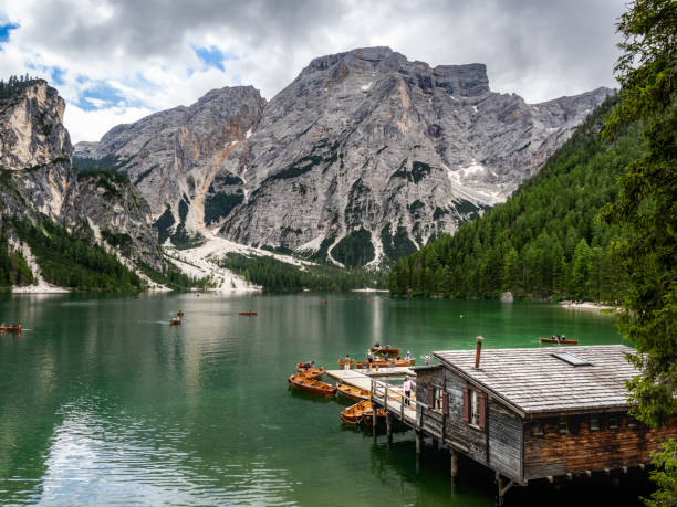 istock Green lake with boats 2194101590