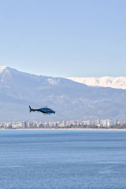 istock Helicopter Overlooking Mediterranean Sea in Antalya 2194102325
