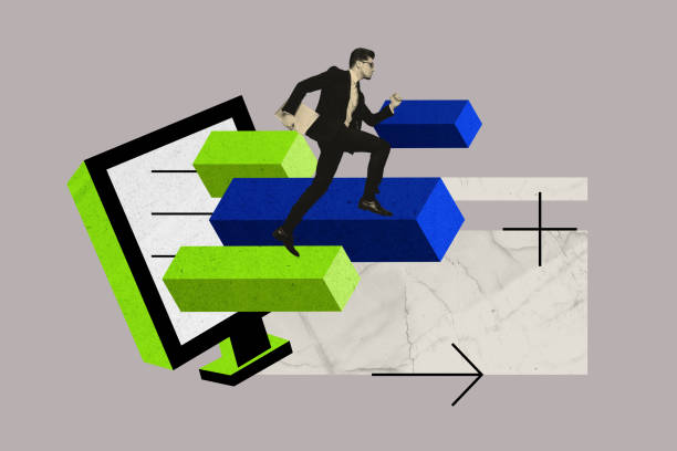 istock Composite trend artwork sketch image photo collage of new venture business work project startup building young guy walk platform climb up 2194102702