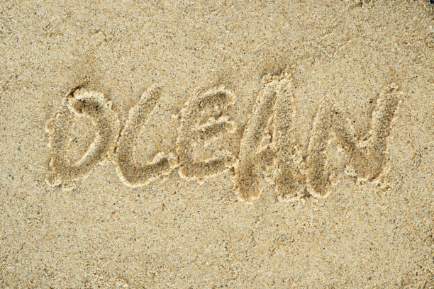 istock word ocean written on the beach sand 2194113229