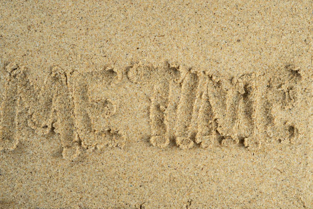 word me time written on the beach sand