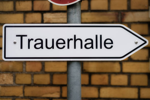 istock directional sign with the german inscription for mourning hall 2194115525