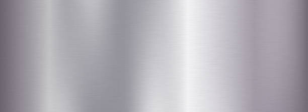 istock Silver metal foil background. Grey metallic gradient texture. Polished shiny titan or aluminum sheet for label, plate, sign, tag. Stainless steel textured material surface. Vector chrome backdrop 2194128175