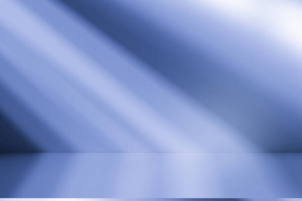 istock Studio style background wall decoration presentation uses white and blue tones. with shadows cast from a nearby window, concept creating a decorative 2194142474