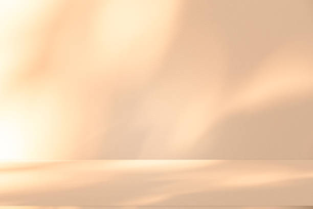 istock Studio style background wall decoration presentation uses white and beige tones. with shadows cast from a nearby window, concept creating a decorative 2194142484