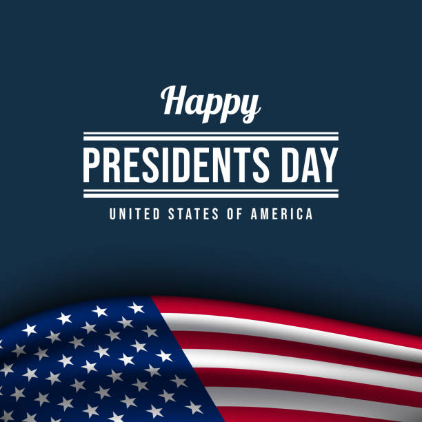 istock Presidents Day Greeting Card with USA Flag Illustration on Blue Background. 2194142887