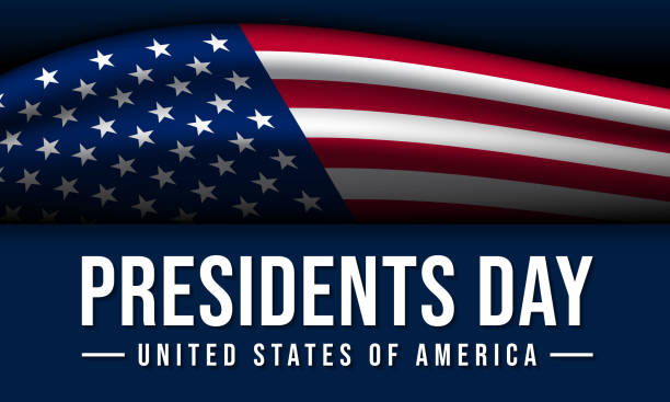 istock Presidents Day Greeting Card with USA Flag Illustration on Blue Background. 2194142894