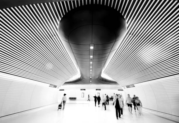 Prague, Czech Republic - January 25: Interior views of the Prague metro stations and underground platforms, part of the public transport system in the Czech capital.