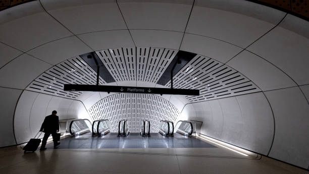 Sydney, Australia - January 15, 2025: Sydney Metro underground platform at Victoria Cross Station.
