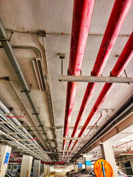 istock Steel structure, public utility lines under the building, 2194147329