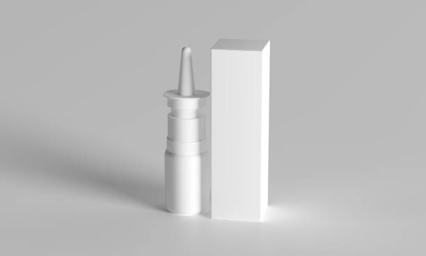 istock 3D render Nasal drops, mockup, glass bottle with paper box 2194148280