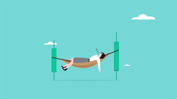 istock Passive income concept, earning with no effort by make profit or dividend from investment and achieve financial freedom concept, businesswoman sleeping in hammock with investment growth graph bar 2194149720