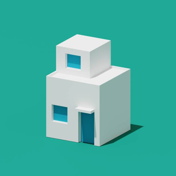 istock 3d render of a minimal house isolated on solid color background, Real estate concept 2194154527