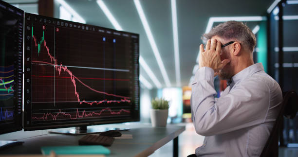 istock Financial Loss Data. Businessman With Stock Loss 2194154887