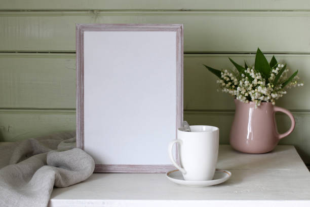 istock Styled mockup with blank wooden frame, perfect for showcasing artwork or photography 2194160480