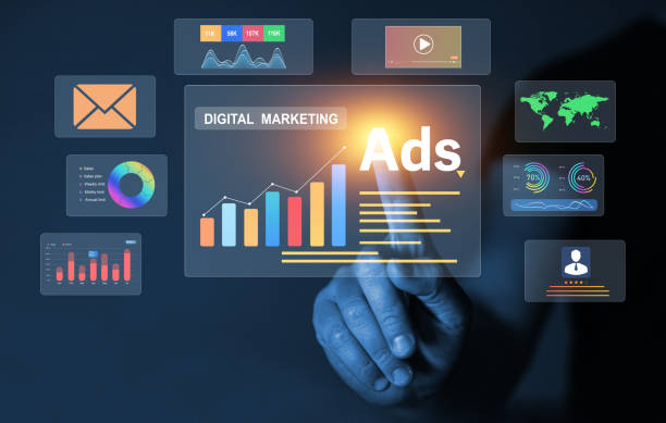 istock Online advertising ,digital marketing and ad on internet to targeted customers. Ads dashboard screen digital.Digital marketing concept. 2194168000