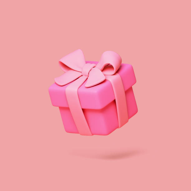 istock 3d render cute kawaii pink gift box wrapped with bow, ribbon for cozy Valentine's Day. 2194170000