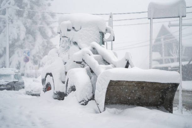 istock Snow blower stuck in snowdrift. 2194171142
