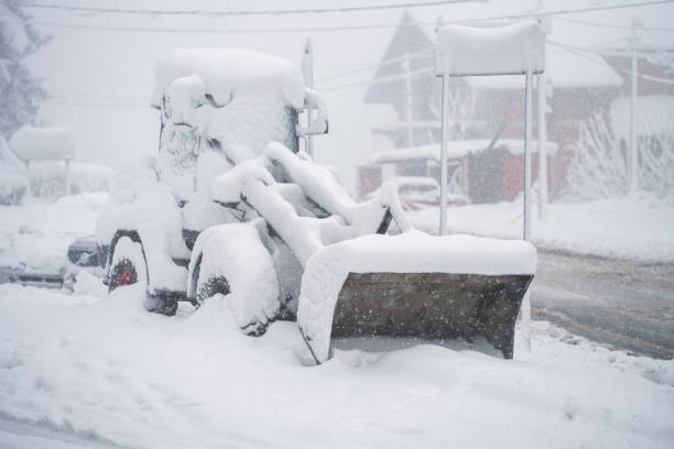 istock Snow blower stuck in snowdrift. 2194171198