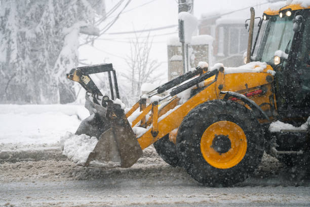 City street during heavy snowfall