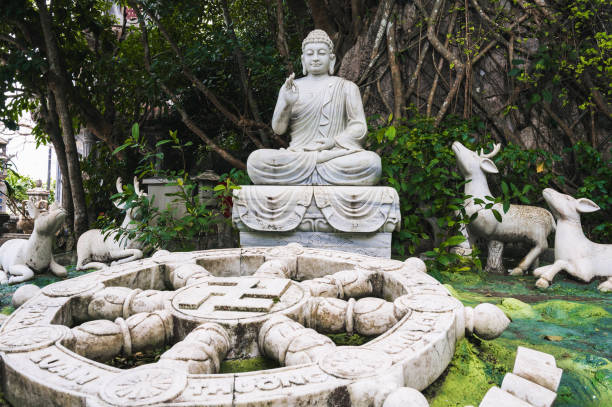 istock Several white marble Buddha statues on the Marble Mountains in Da Nang. 2194172728