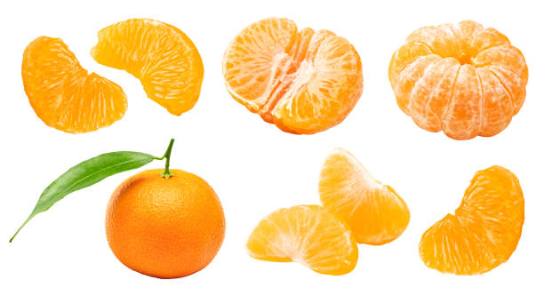 istock mandarin with green leaf isolated on white background. clipping path 2194173680