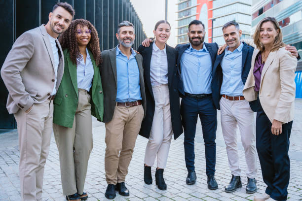 istock Diverse Business Team Smiling Outdoors in Corporate Setting 2194175286