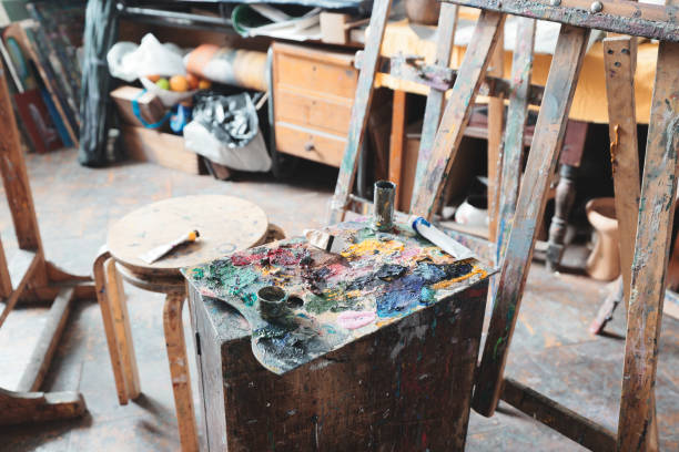 istock Artistic Studio featuring a Paint Palette and Easel for artistic creations and expressions 2194175876