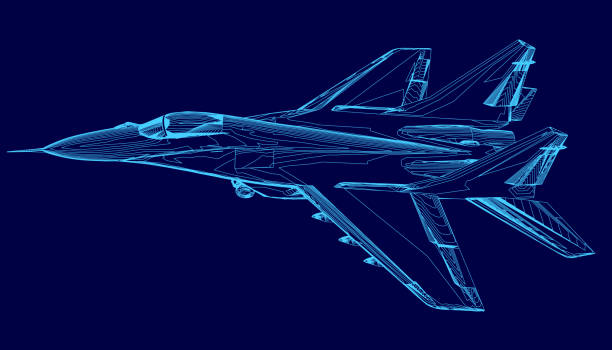 istock Blue computer generated image of a fighter jet. The jet is in the middle of the image and is the main focus. The image has a futuristic and sleek appearance, giving off a sense of power and speed 2194177932