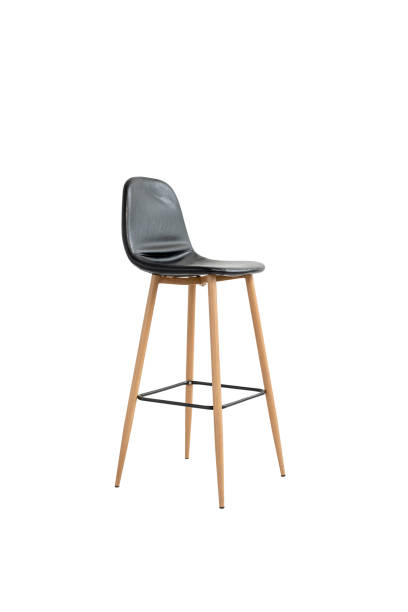 istock black leather high bar stool with wooden legs. isolate on transparent. PNG format available 2194178004