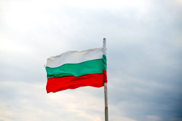 istock Bulgarian flag against a cloudy sky 2194178152