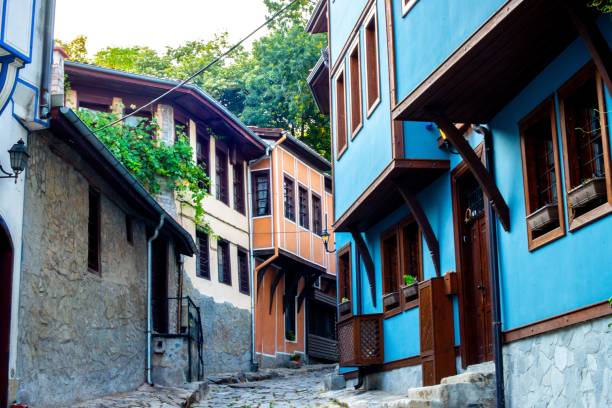 istock Charming cobblestone street in Plovdiv, Bulgaria. 2194178158