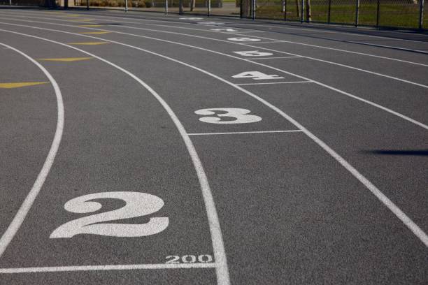 High school track and football field